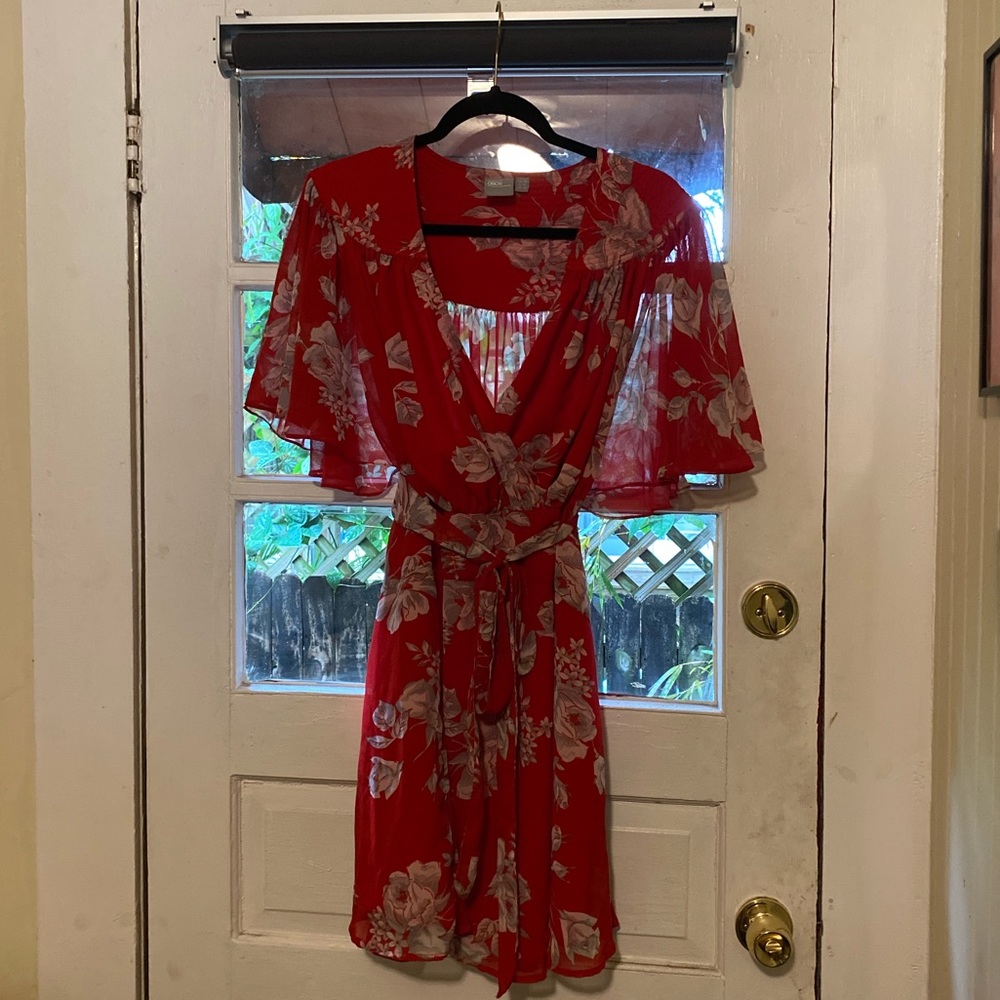 Red Floral ASOS Skater Dress